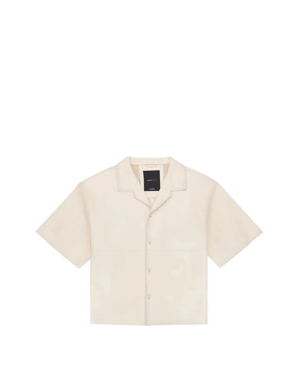 Purple Brand White Short-Sleeve Leather Shirt for men