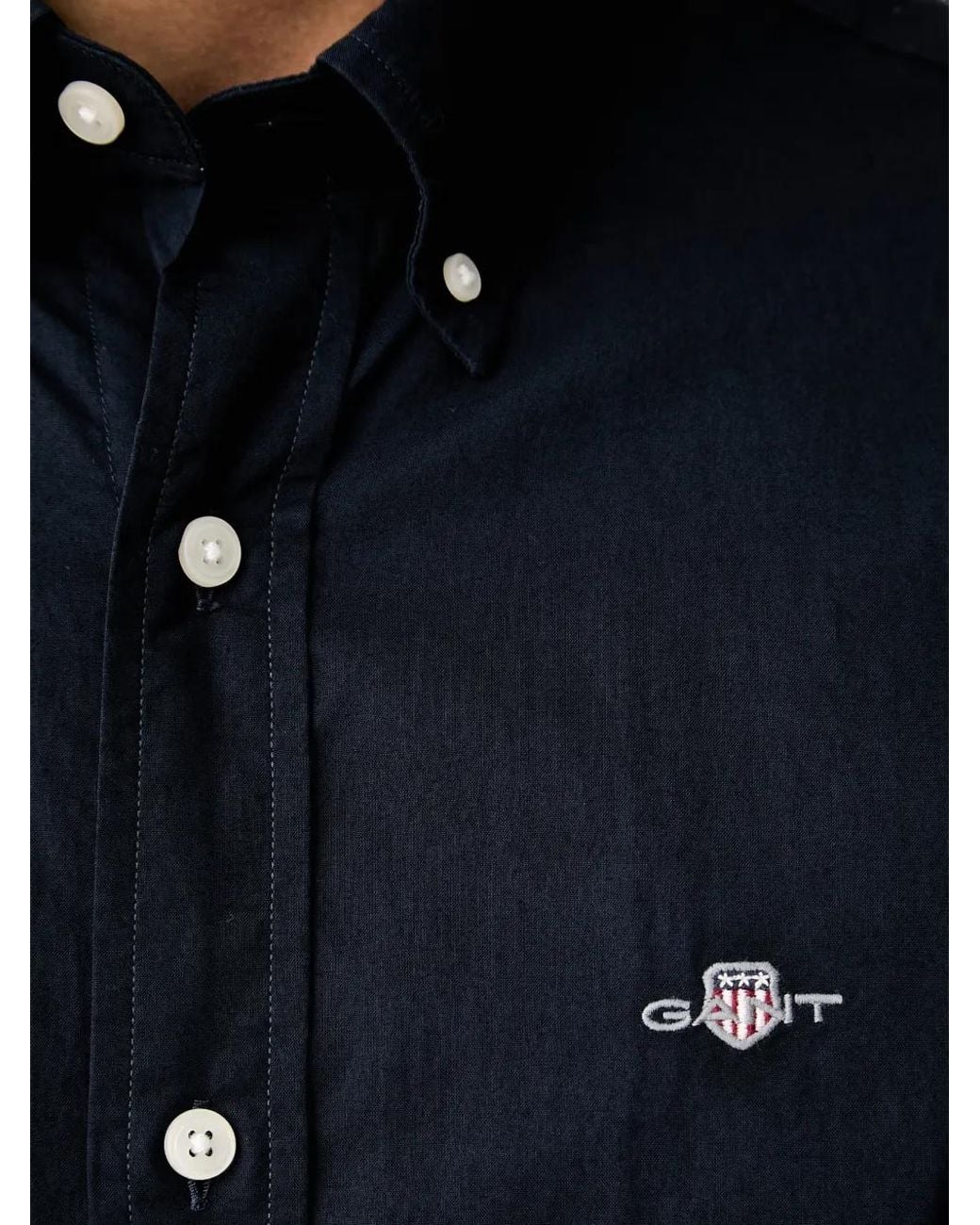 Gant Blue Slim Embroidered-Logo Shirt for men