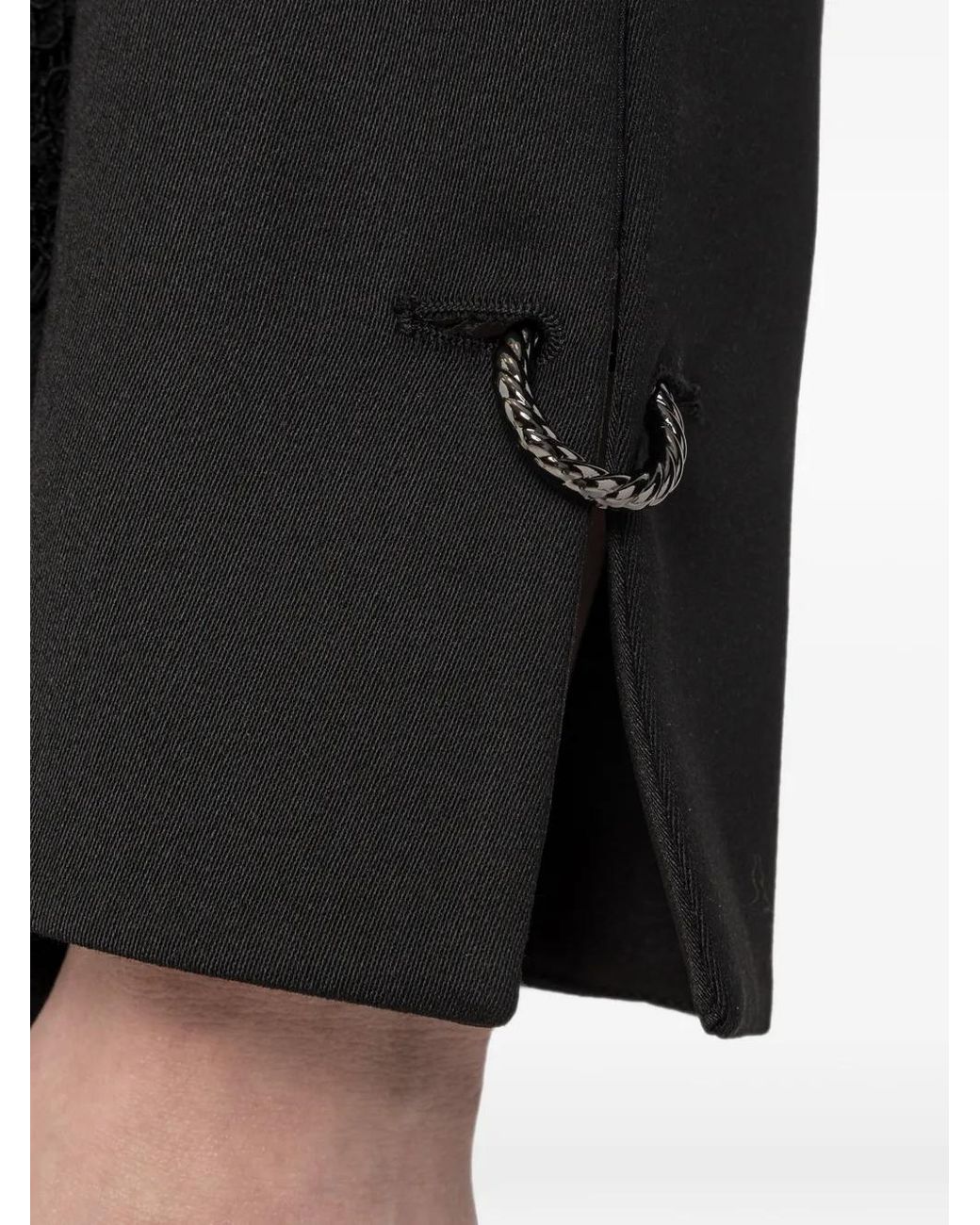 Nissa Black Cropped Wool-Blend Oversized Blazer