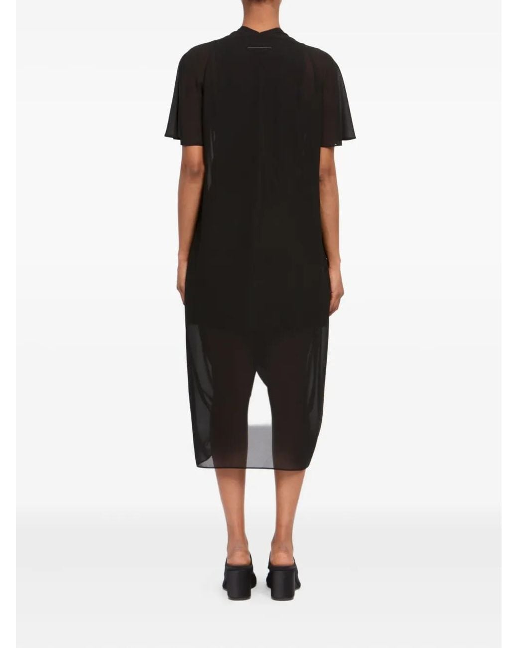 MM6 by Maison Margiela Black Draped Mdi Dress