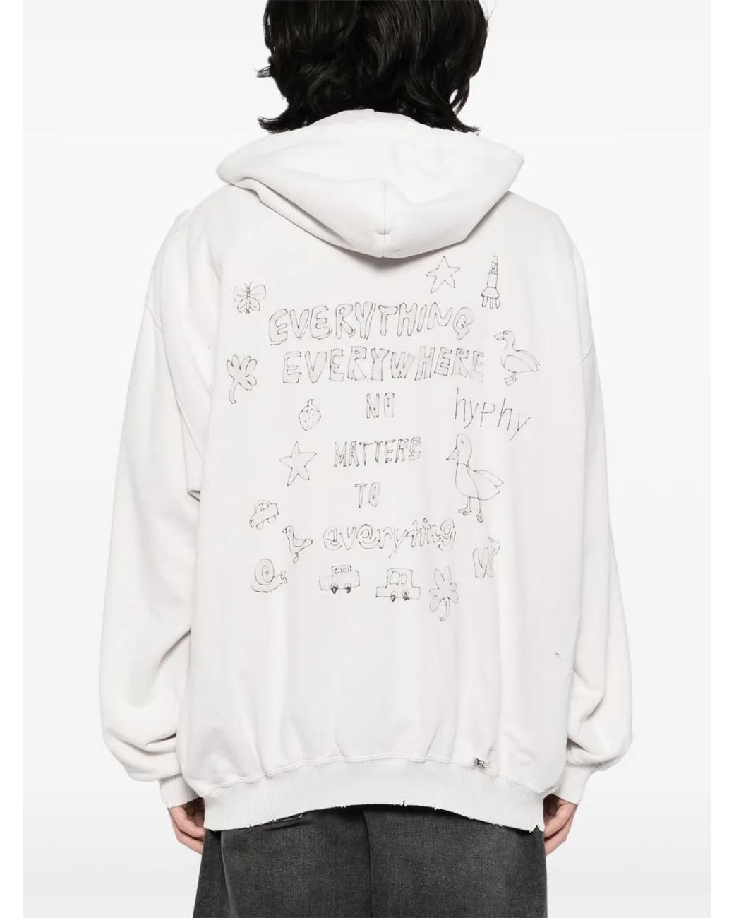 Maison Mihara Yasuhiro Bleached Smily-Face-Print Zip-Up Hoodie in