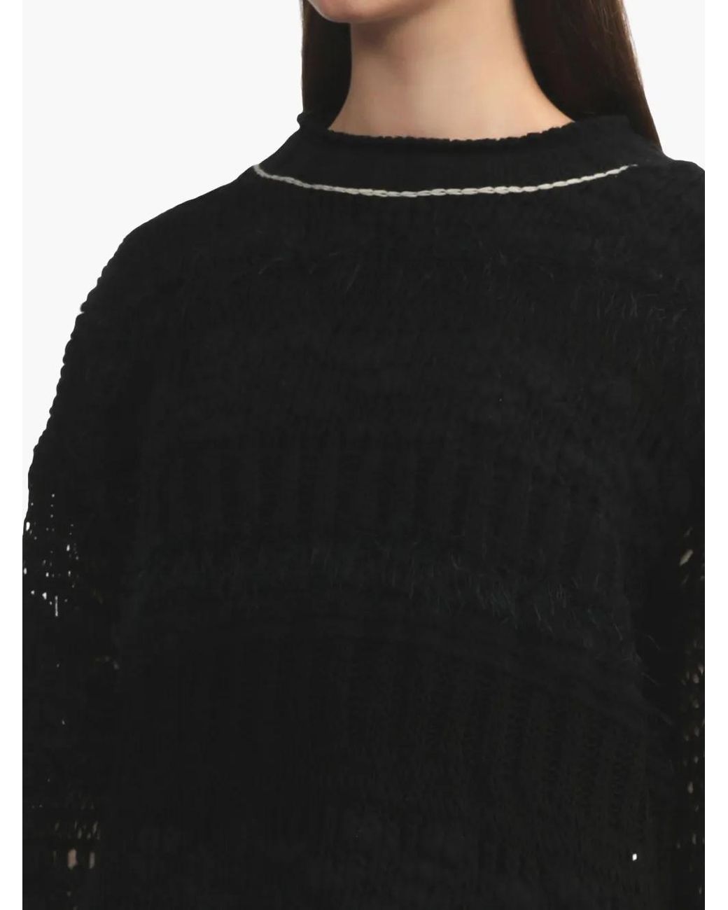 Y's Yohji Yamamoto Black Contrast-Stitching Jumper