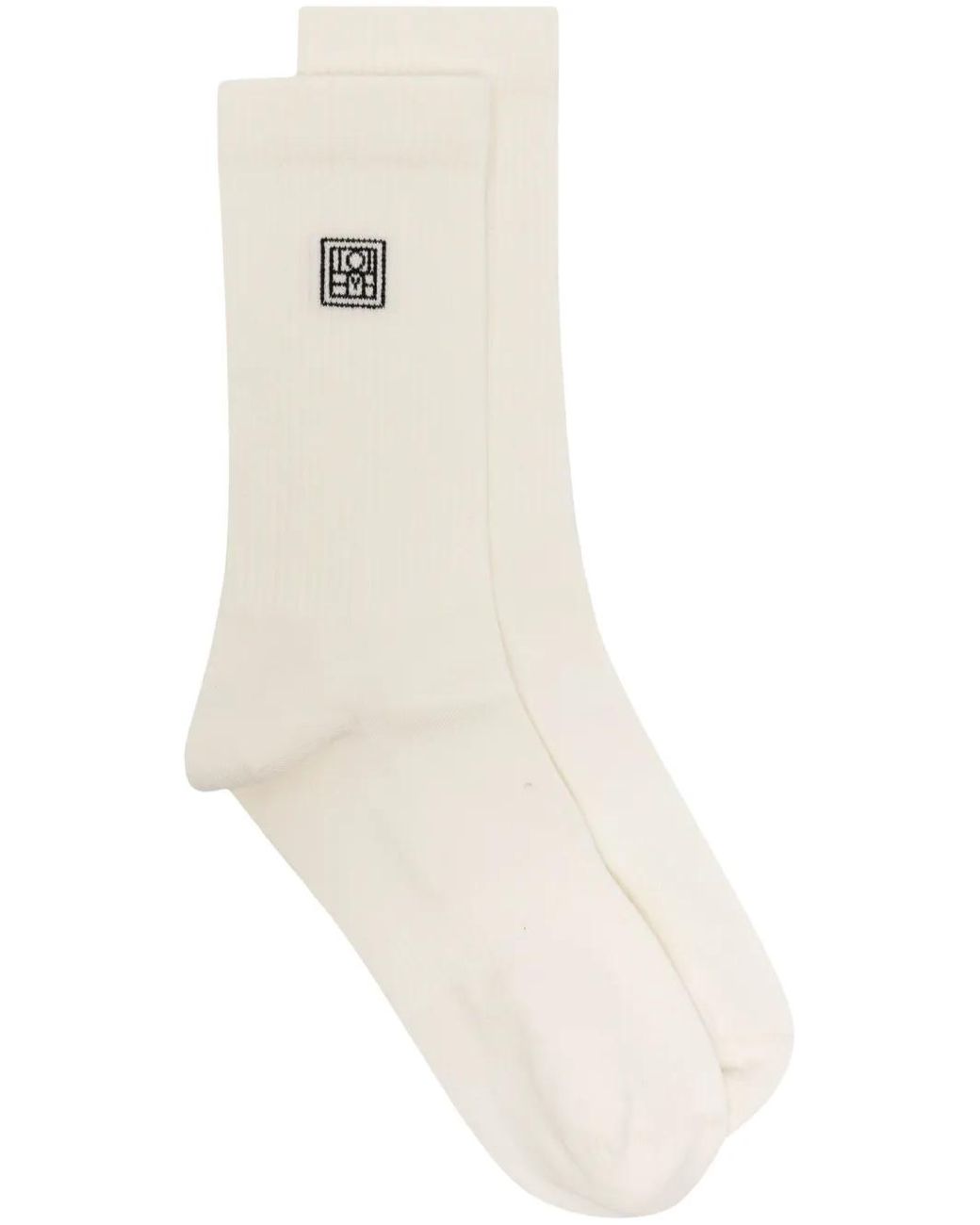 Totême White Logo-Intarsia Ribbed-Knit Socks