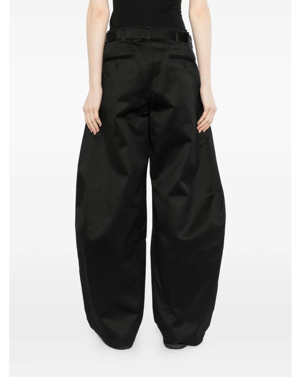 Sacai White Belted Cotton Trousers