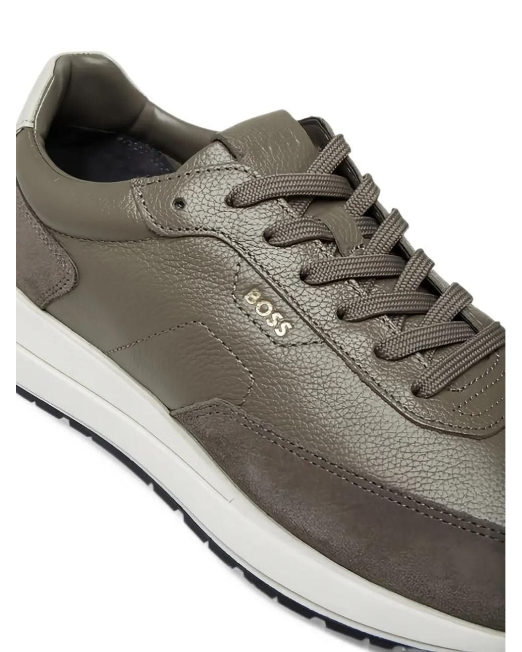 Boss Gray Vinston Leather Sneakers for men