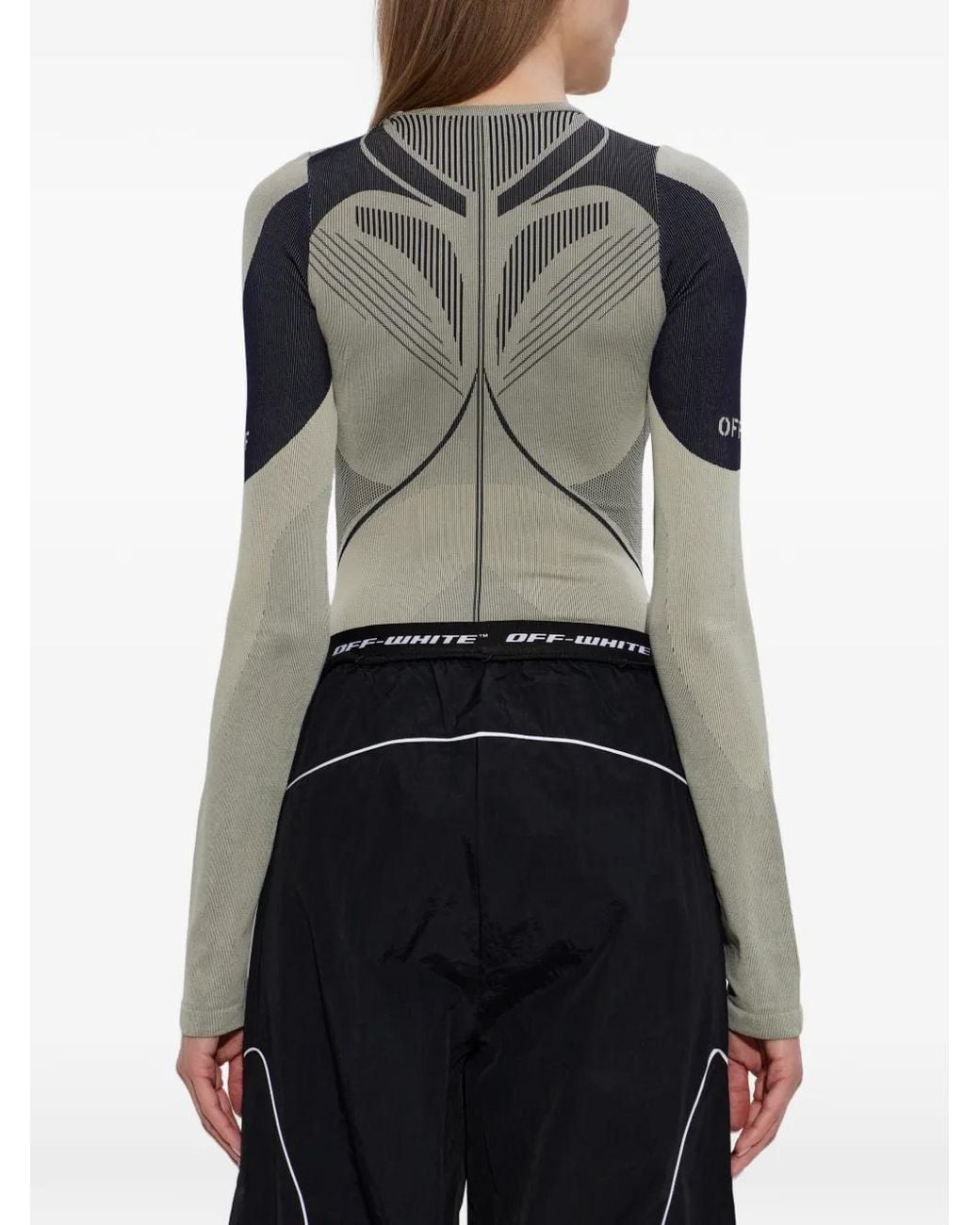 Off-White c/o Virgil Abloh Gray Graphic-Print Long-Sleeve Bodysuit