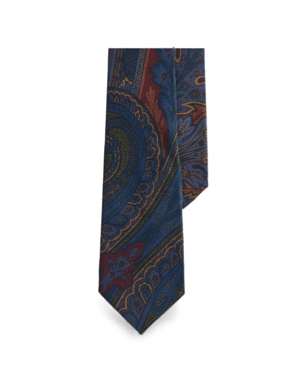Ralph Lauren Blue Paisley-Print Silk Tie for men