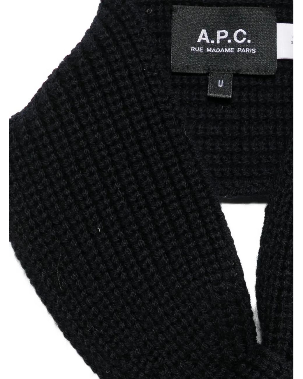 A.P.C. Black Luna Ribbed-Knit Scarf