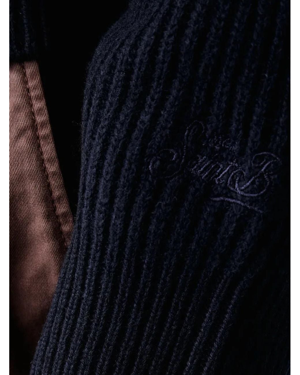 Mc2 Saint Barth Blue Ribbed-Knit Raglan-Sleeve Sweater for men