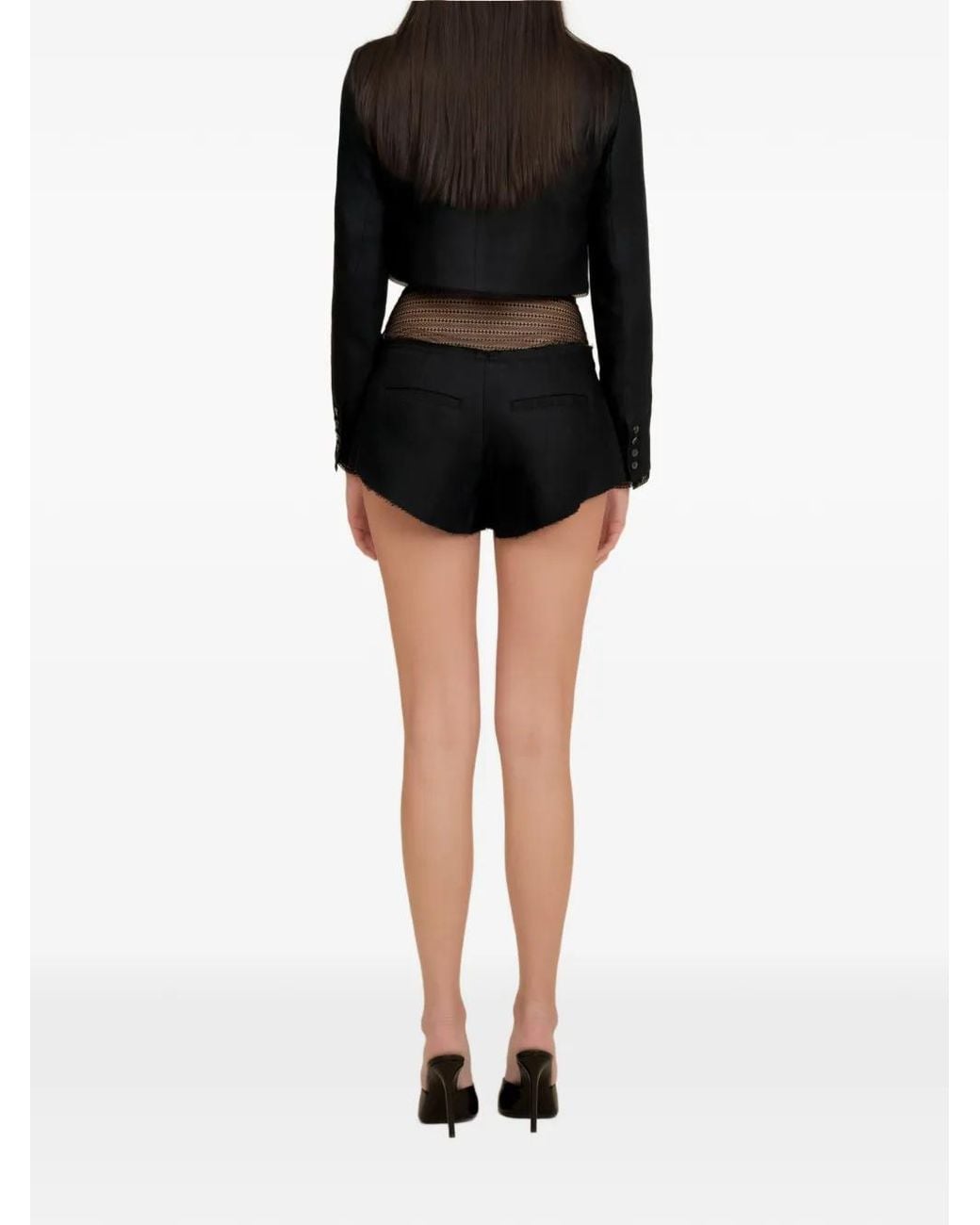 Contessa Mills Blue Laissez Mesh-Panel Shorts