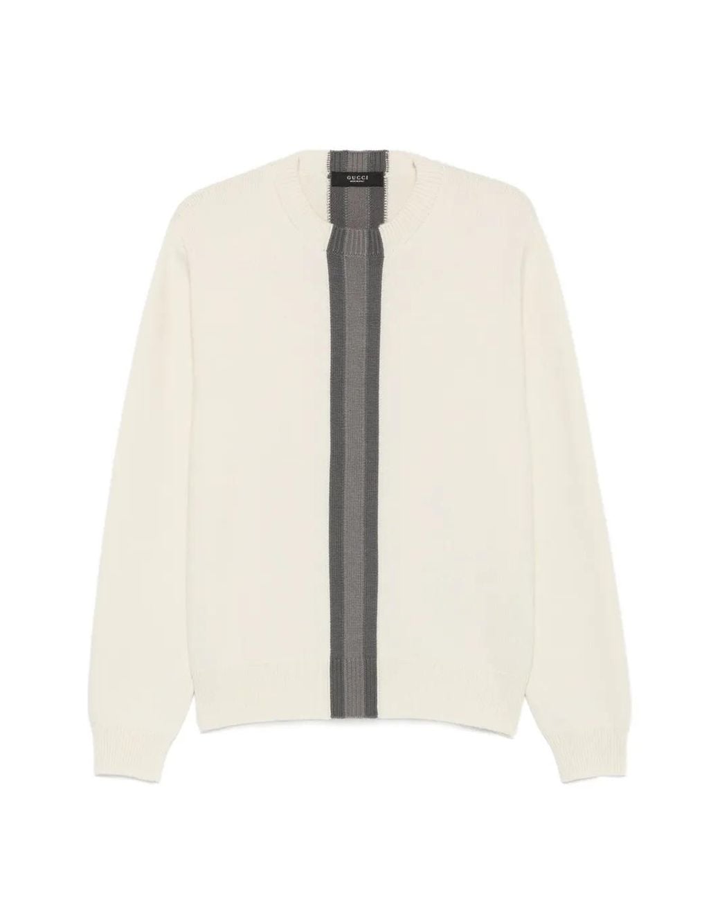 Gucci White Stripe-Detail Crew-Neck Sweater for men