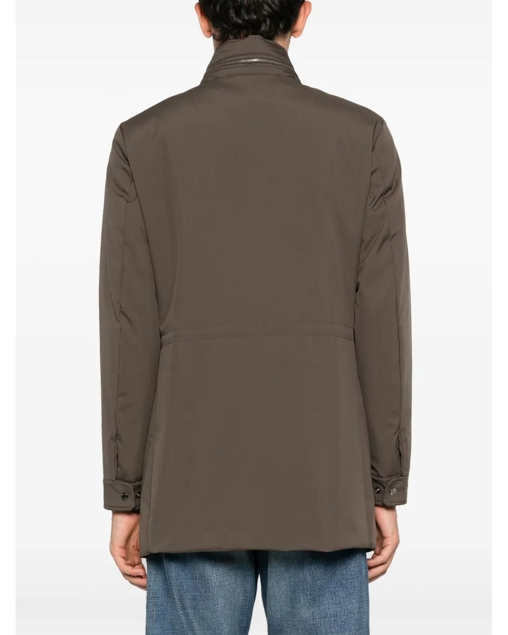 Moorer Brown Vittor-Ac High-Neck Concealed-Fastening Jacket for men