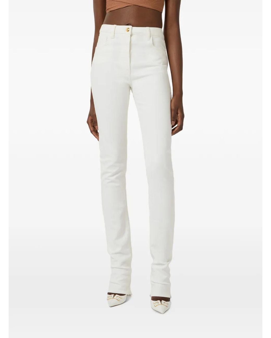 Elisabetta Franchi White Skinny Jeans With Jewel Padlock