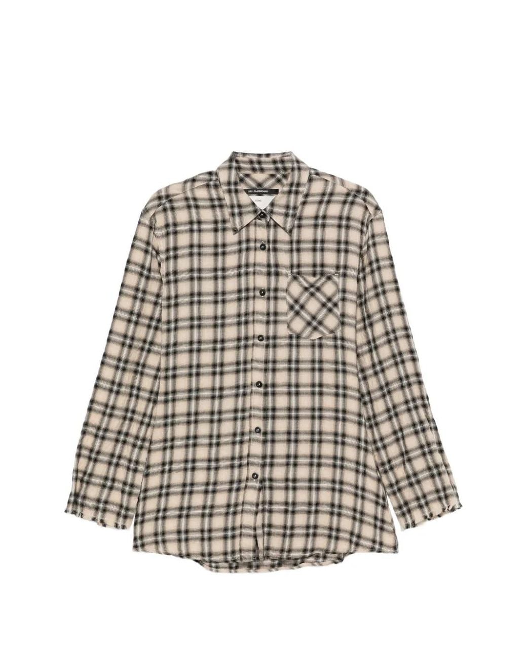 Song For The Mute White Check Frayed-Edge Shirt
