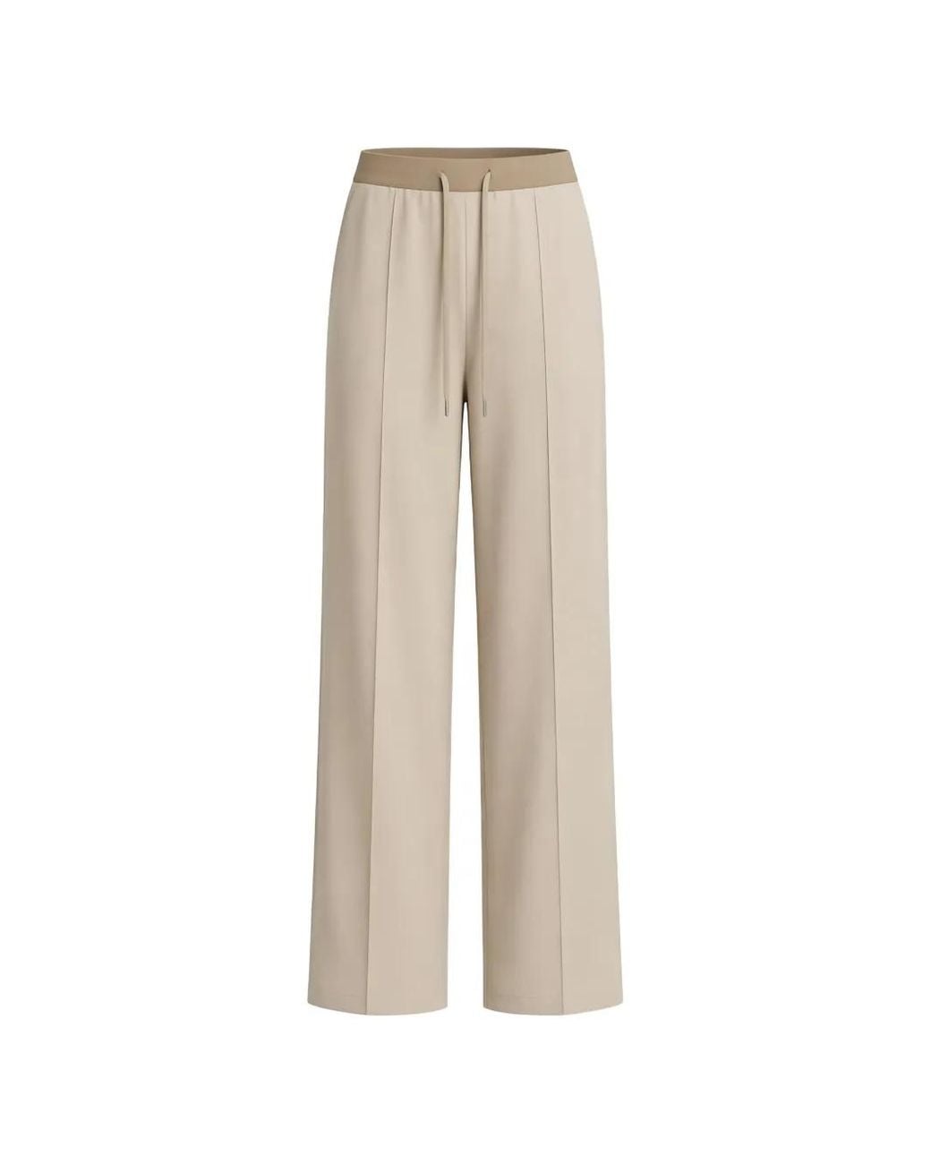 Lorena Antoniazzi Natural Drawstring Pressed-Crease Trousers