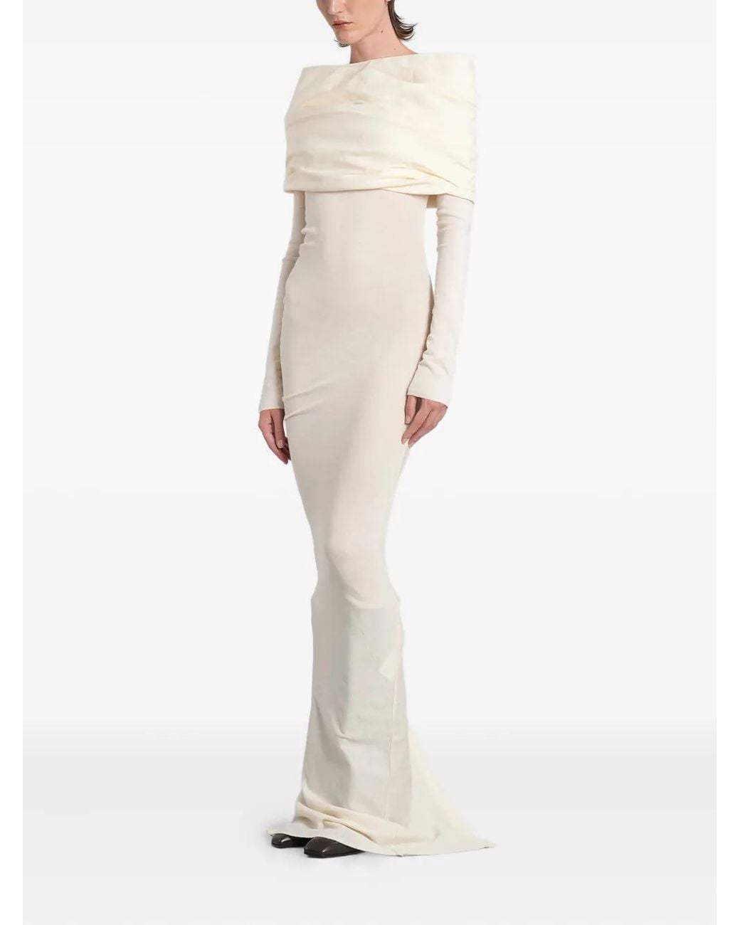 Entire studios White Draped Cowl-Neck Maxi Dress
