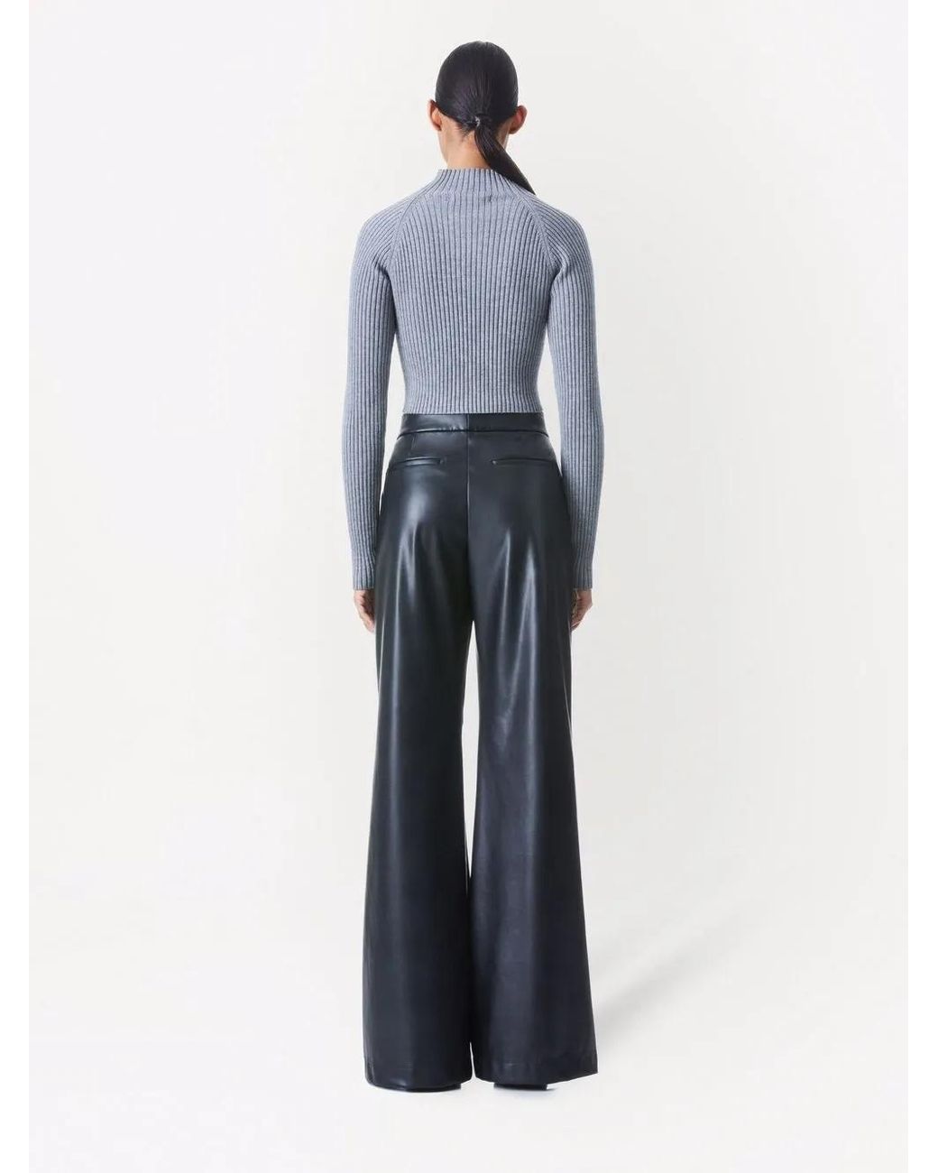 Alice + Olivia Blue Dylan High-Waisted Wide Trousers