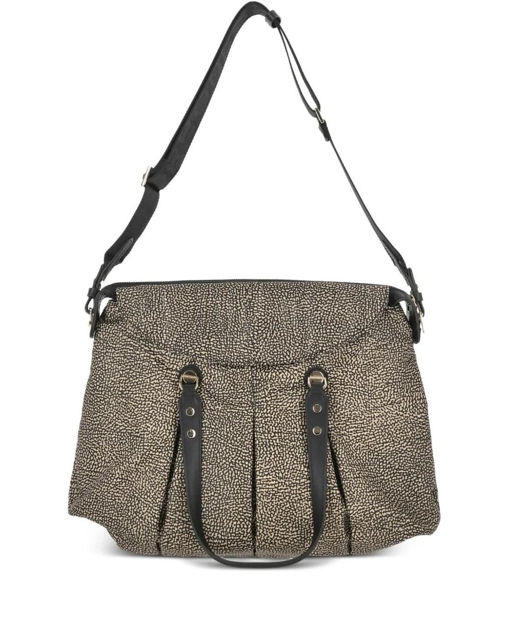 Borsa A Spalla Plissettata di Borbonese in Grigio Lyst