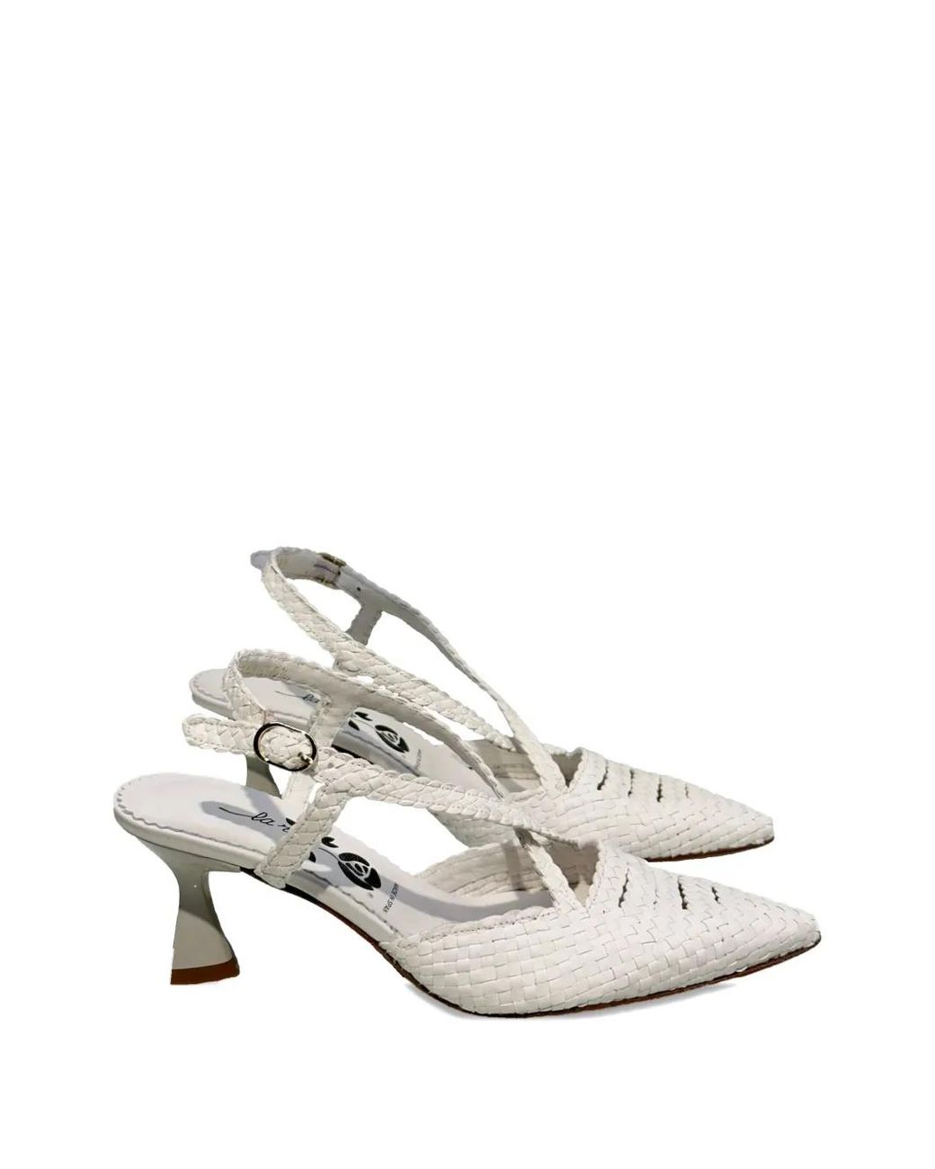 LA ROSE Metallic Moritz Pointed-Toe Woven Pumps