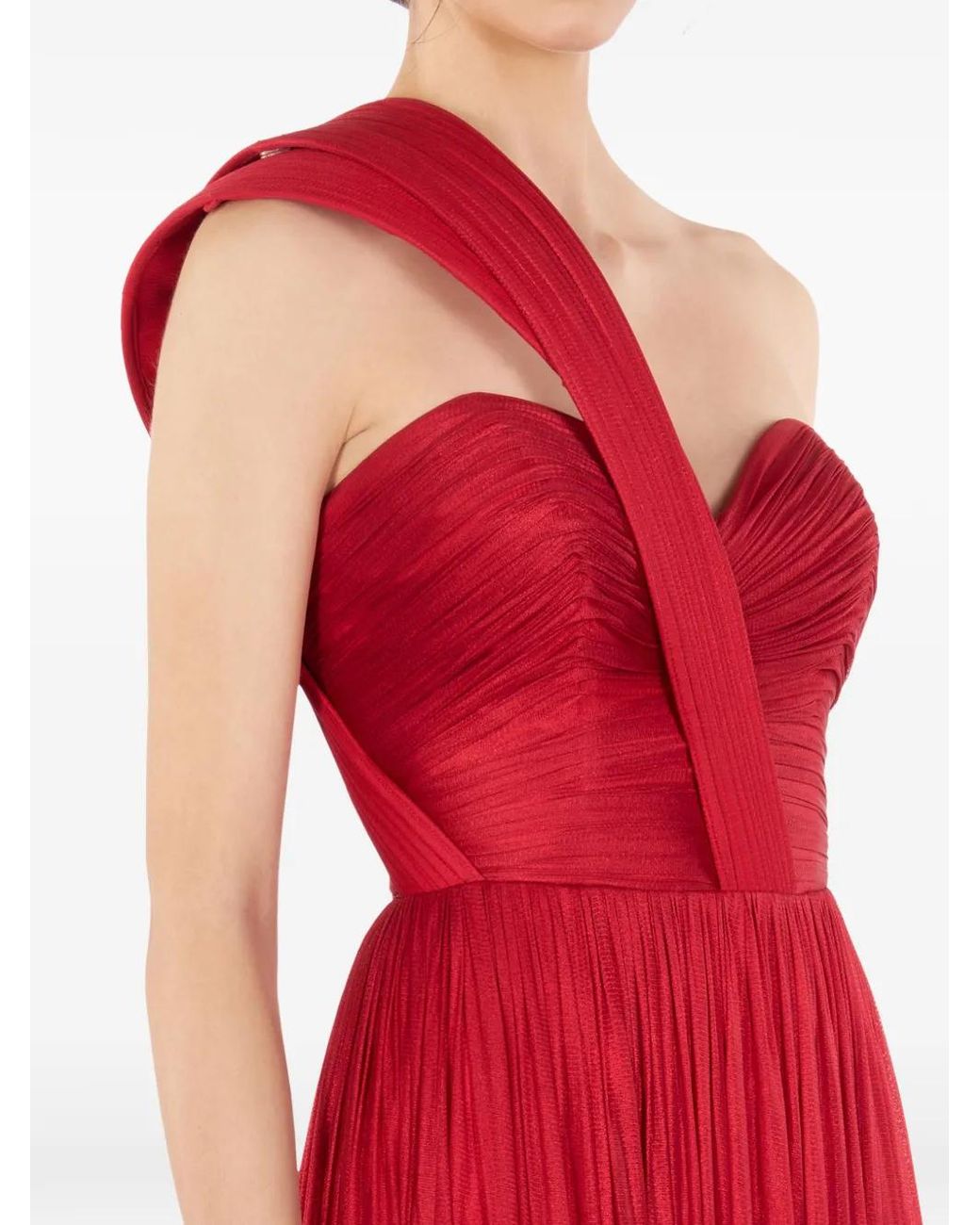 IMROSKA Red 21 One-Shoulder Maxi Dress