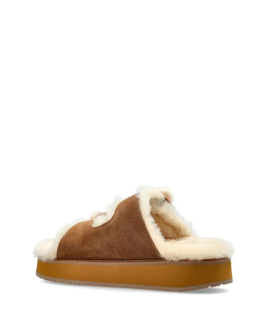EMU Brown Cabello Shearling-Trim Platform Sandals