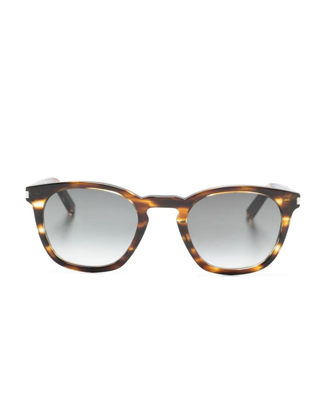 Saint Laurent Brown Round-Frame Tortoiseshell-Effect Sunglasses