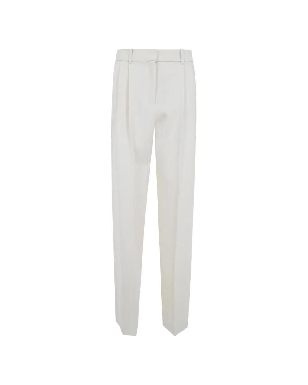 Calvin Klein White Pleated Tailored Trousers