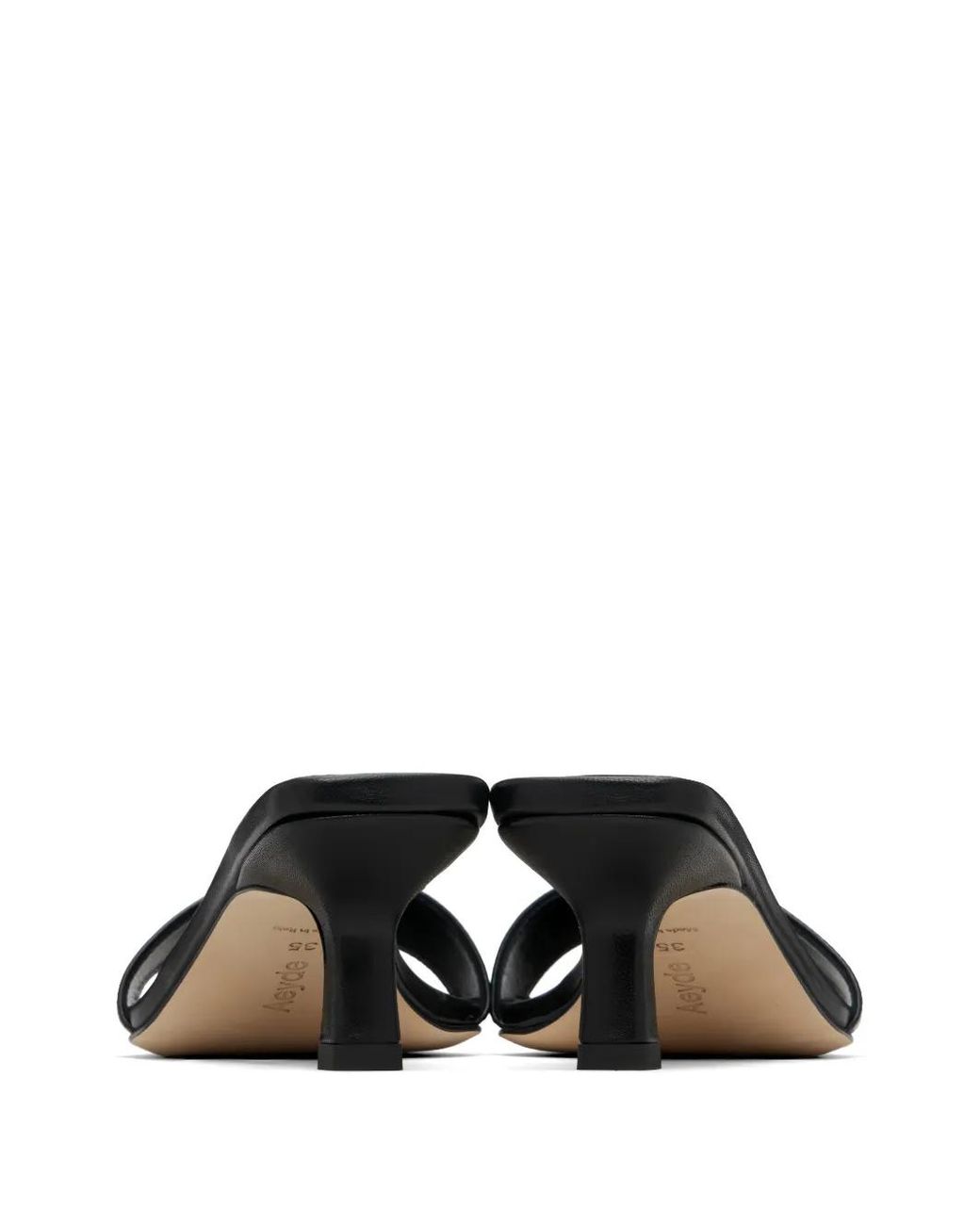 Aeyde Black Square-Toe Leather Sandals