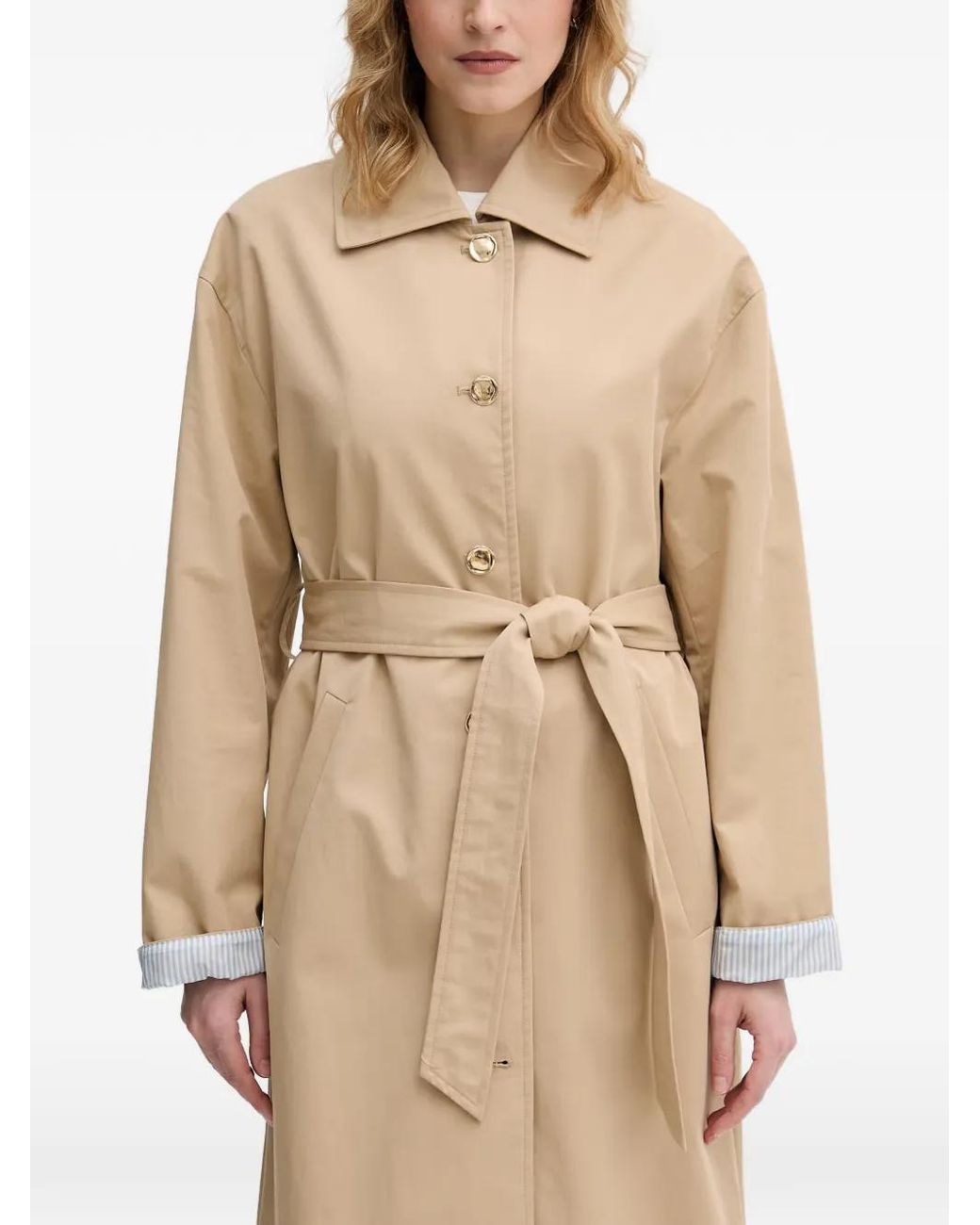 Benetton Natural Belted Button-Down Trench Coat