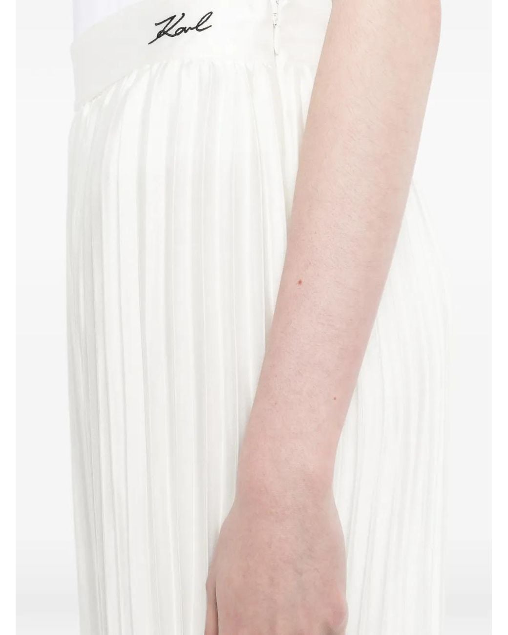Karl Lagerfeld White Pantalon Ample À Design Plissé