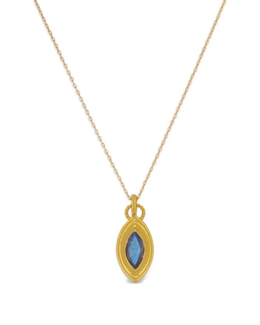 Ottoman Hands Metallic Marquise Labradorite Pendant Necklace