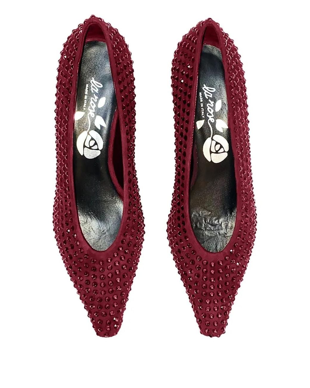 LA ROSE Red Crystal Heeled Pumps
