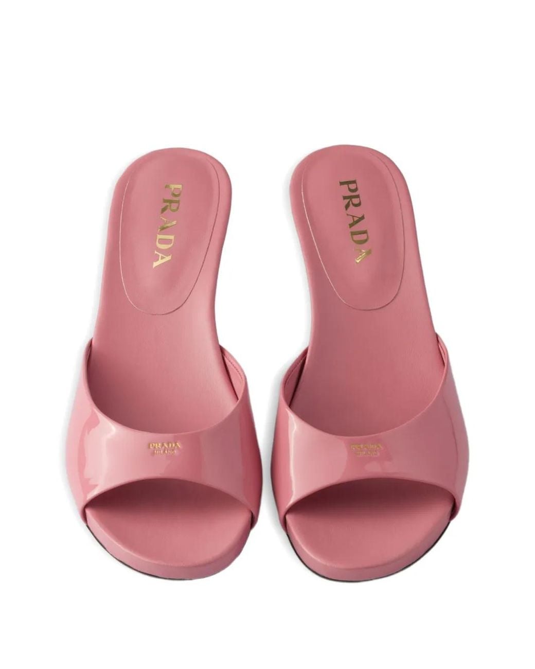 Prada Pink Patent Leather Kitten Heel Sandals