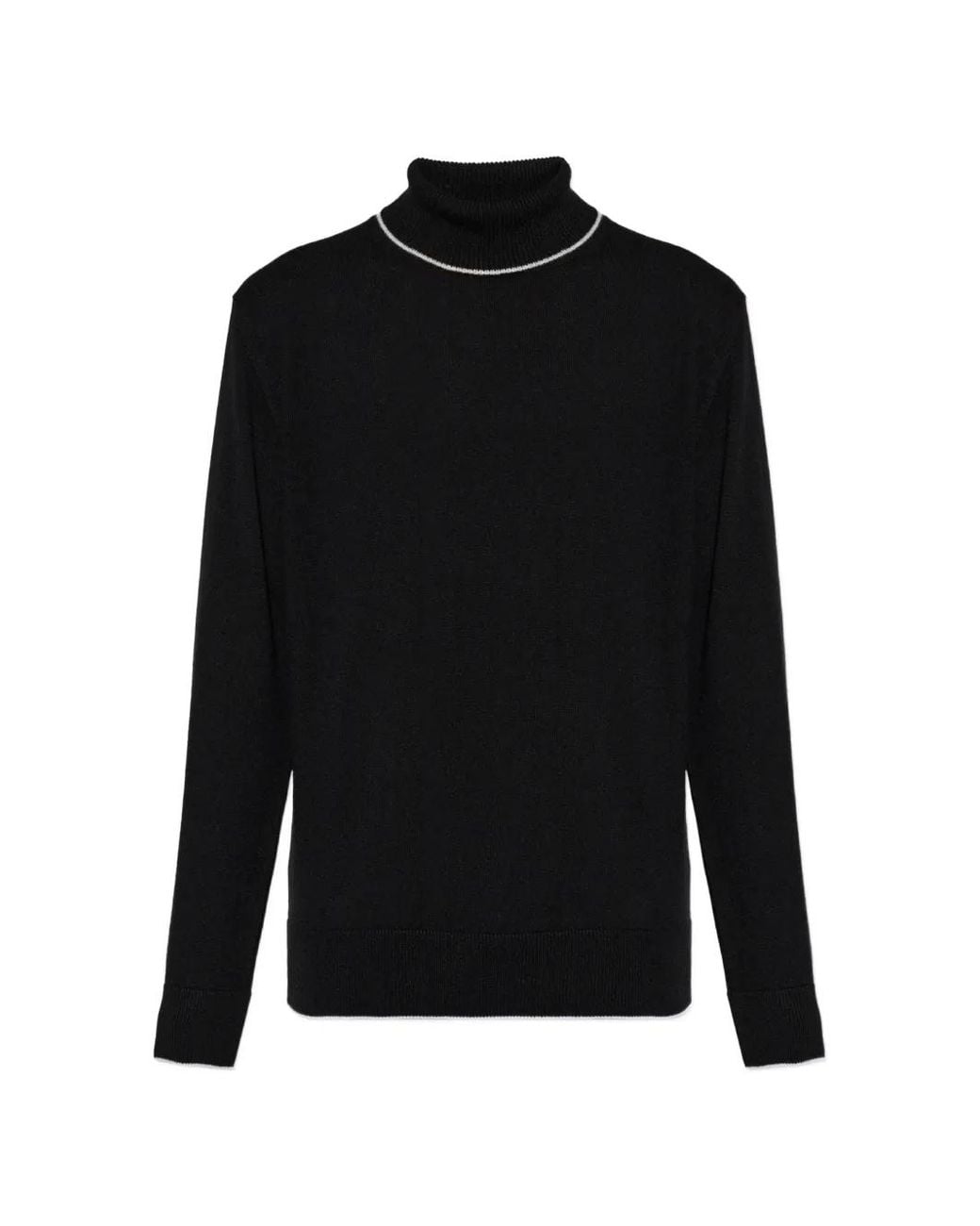 Eleventy Black Contrast-Trim Roll-Neck Sweater for men
