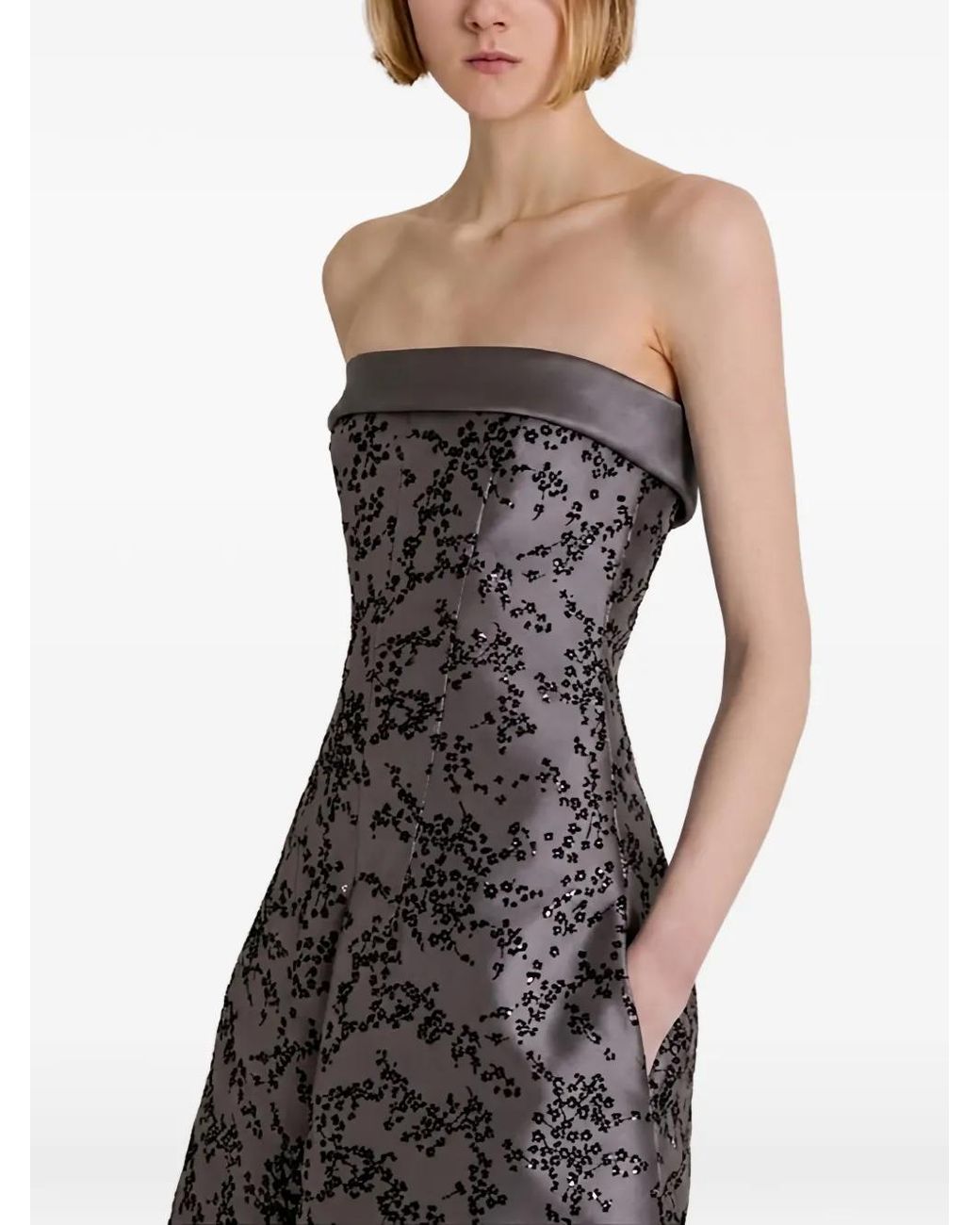 Alberta Ferretti Purple Sequin-Embellished Strapless Midi Dress