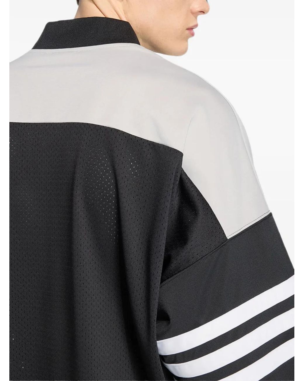 Adidas Black Mesh-Panelled Logo-Print T-Shirt for men
