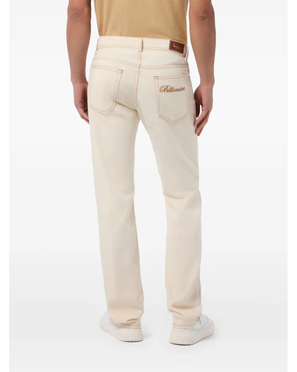 Billionaire Natural Embroidered Pocket Jeans for men