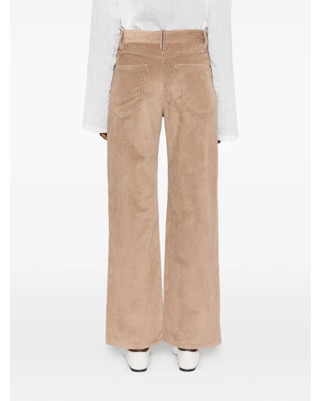 Brunello Cucinelli Natural Corduroy Straight-Leg Trousers