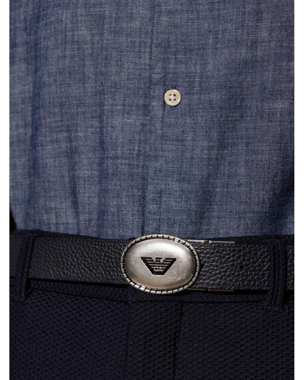 Emporio Armani White Ceinture Réversible À Plaque Logo for men