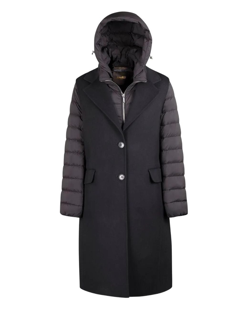 Moorer Blue Jaya-Cwx Hooded Quilted Wool Vest-Coat Set
