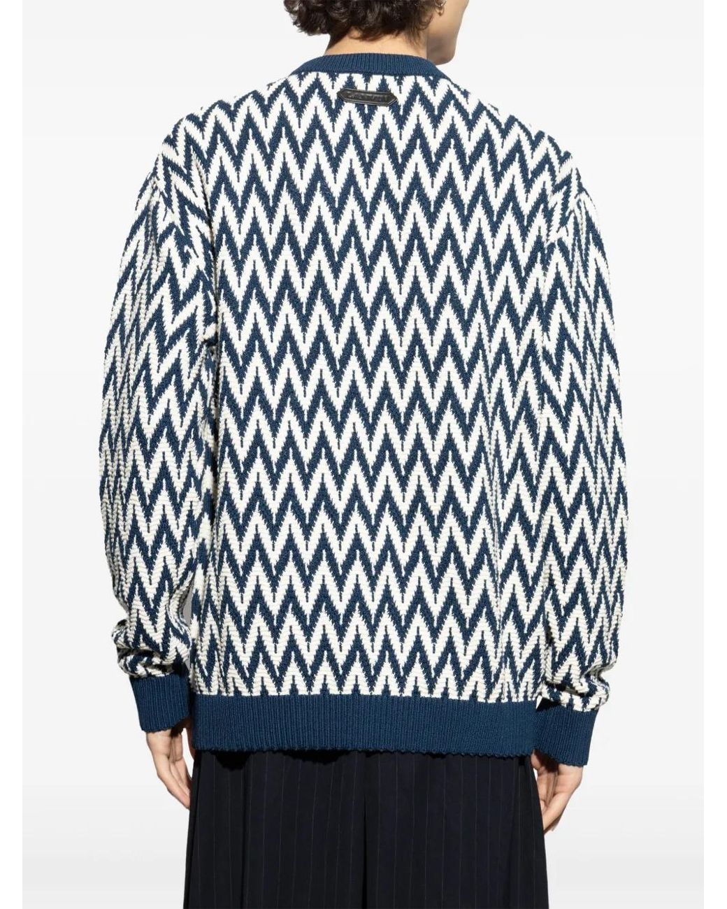 Lanvin Pullover Mit Zickzackmuster in Blue für Herren