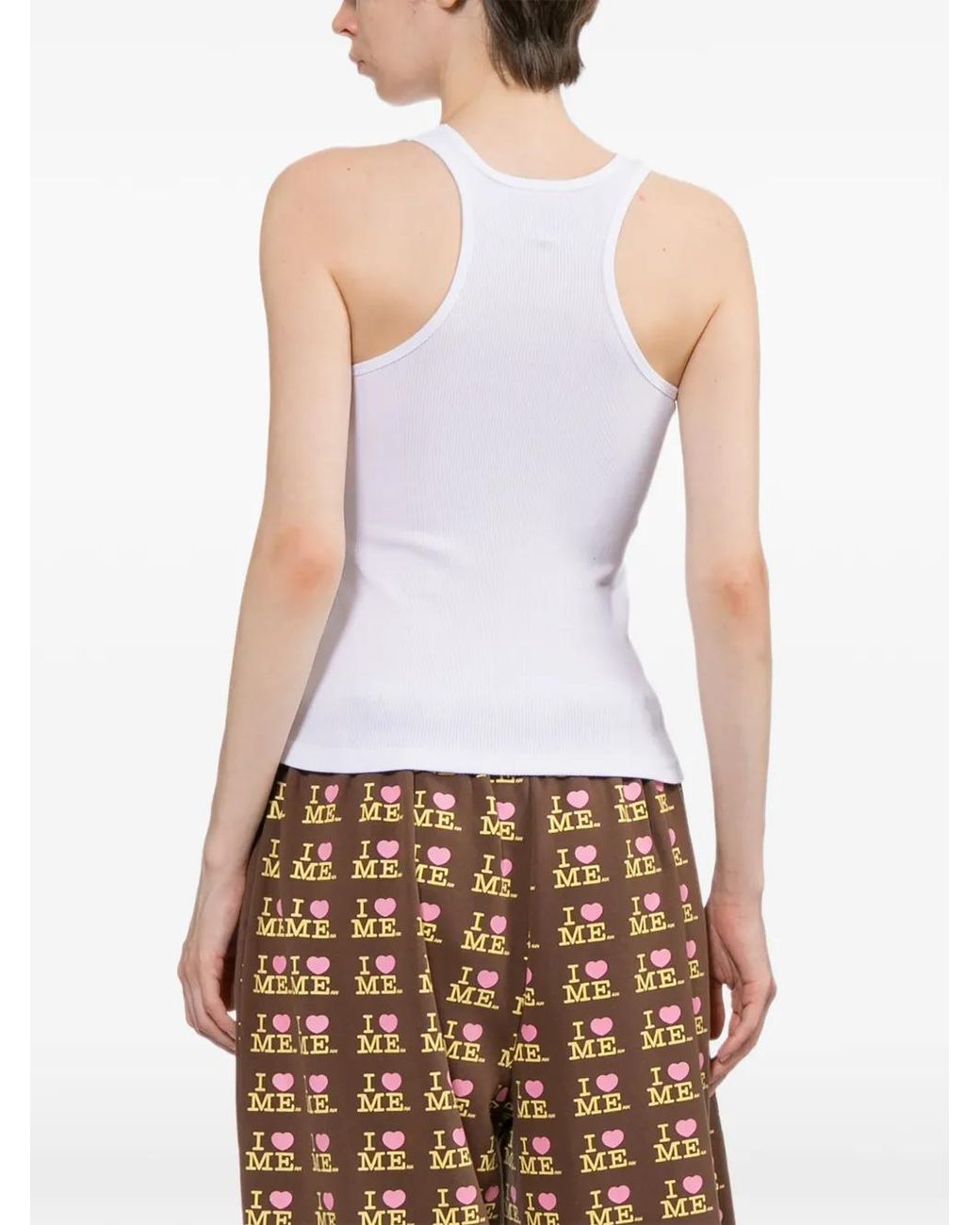 Ashley Williams White Graphic-Print Vest Top