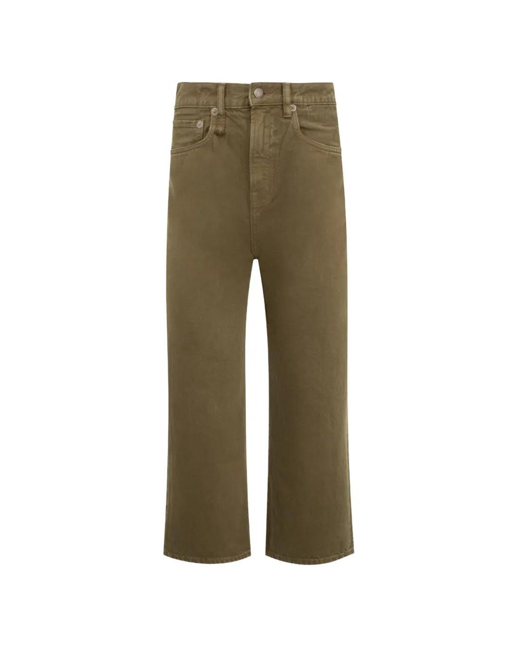 R13 Green Cropped Straight-Leg Jeans