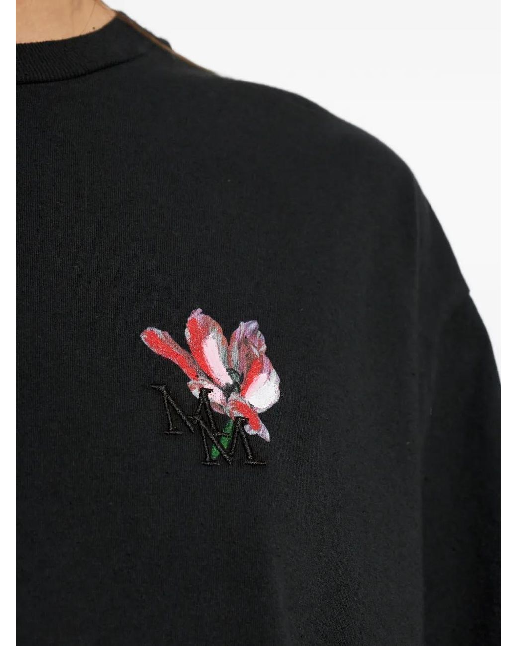 Maison Margiela Black T-Shirt À Fleurs