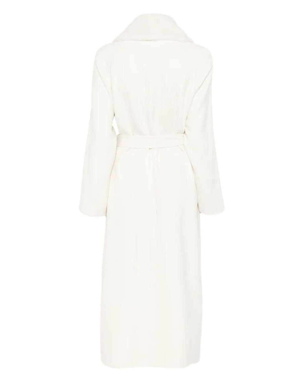 Liska White Belted Coat