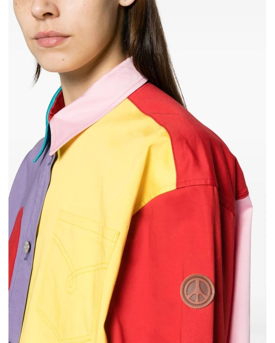 Moschino Blue Graphic-Print Panelled Shirt