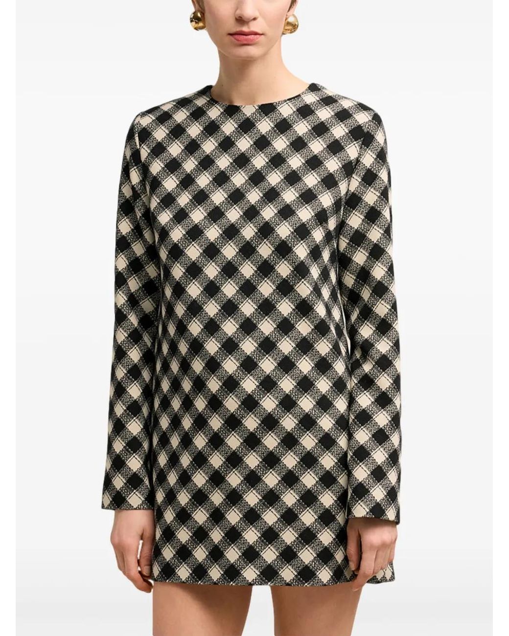 AMI Black Check-Pattern Mini-Dress