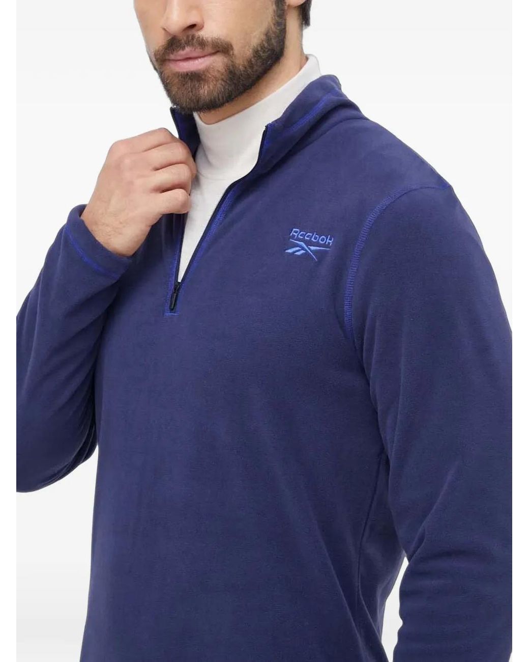 Reebok Blue Logo-Detail Fleece Sweatshirt for men