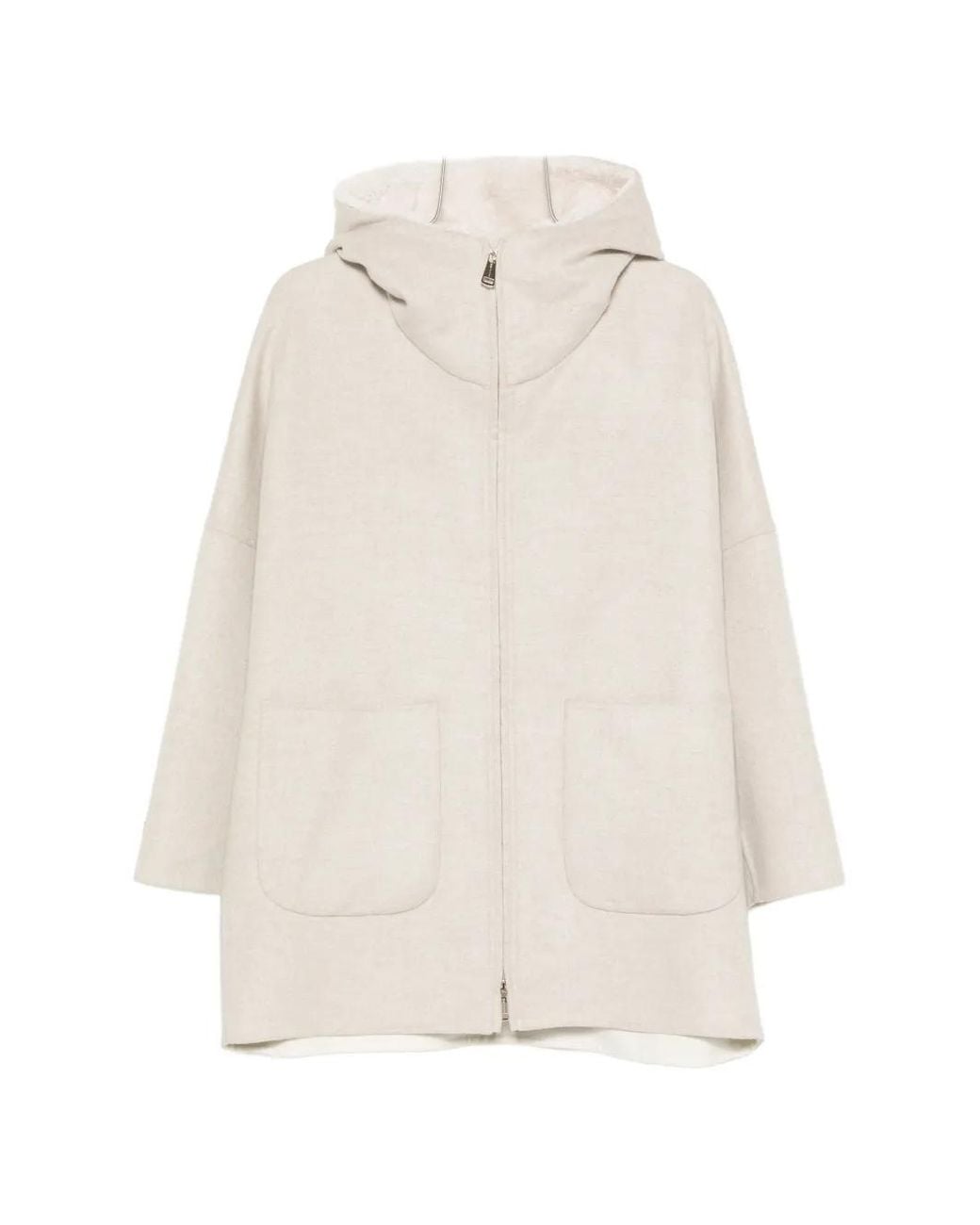 Manzoni 24 White Hooded Patch-Pocket Jacket
