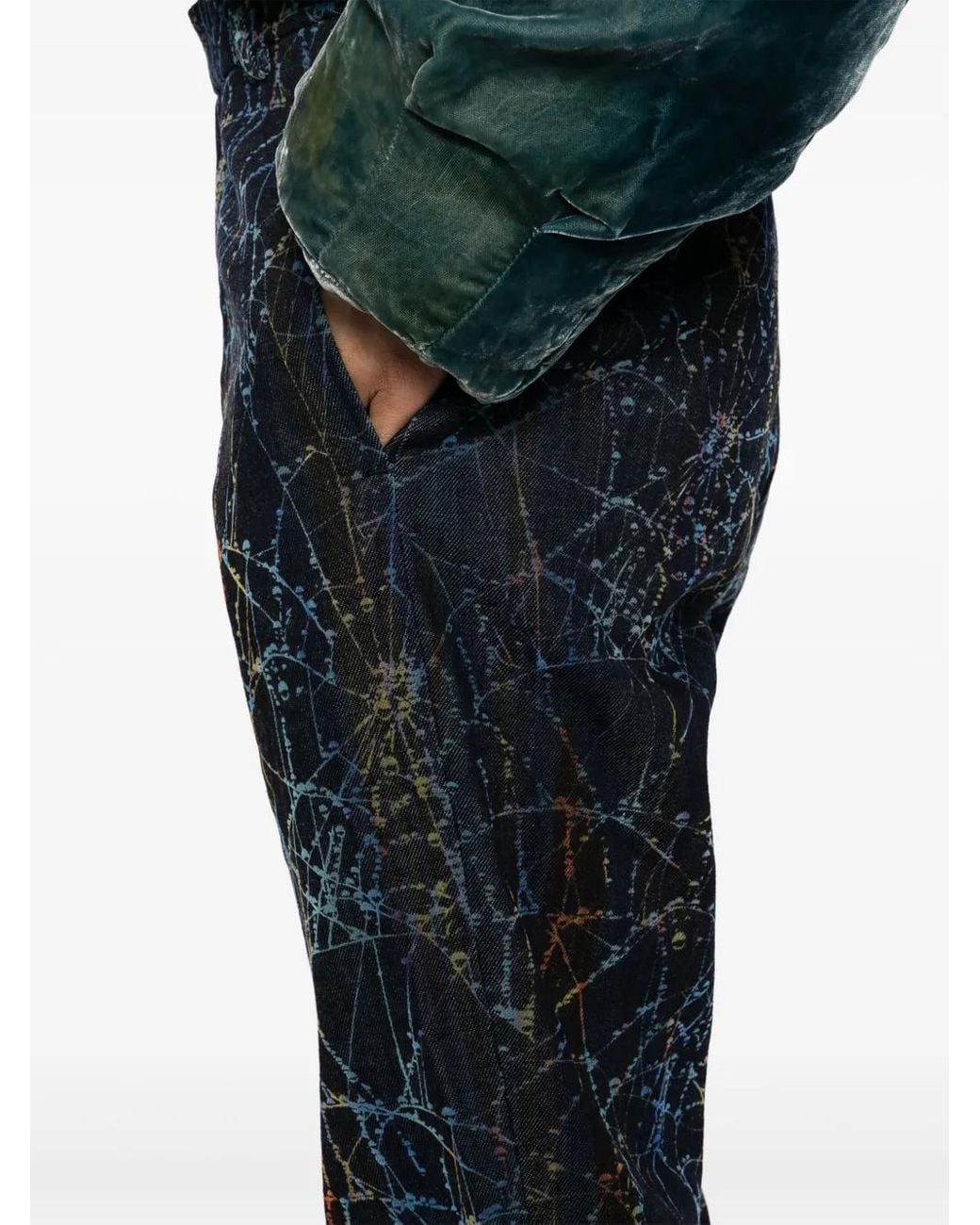 MASU Blue Flocky Web Flare Pants for men